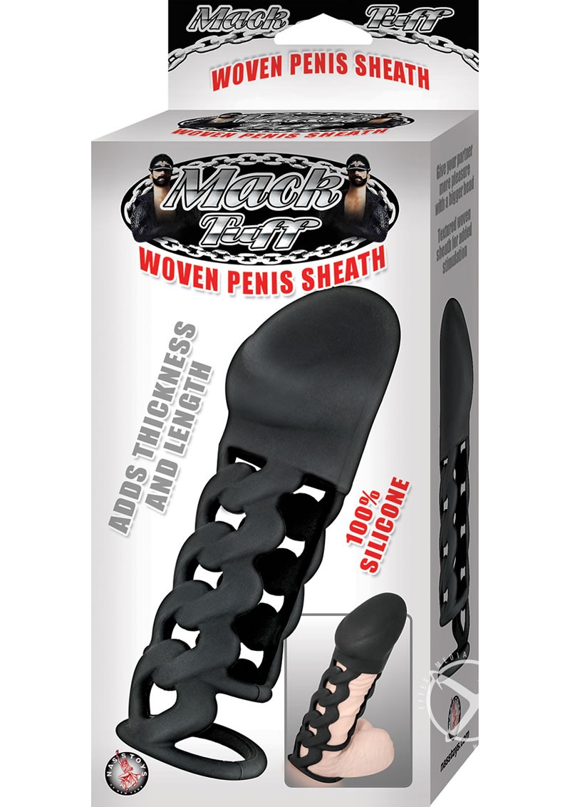 Mack Tuff Woven Penis Sheath Silicone Sleeve Black 6 Inch