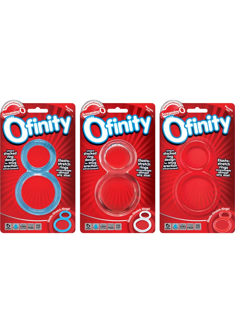 Ofinity Super Stretchy Double Cockring Assorted Colors 6 Each Per Box