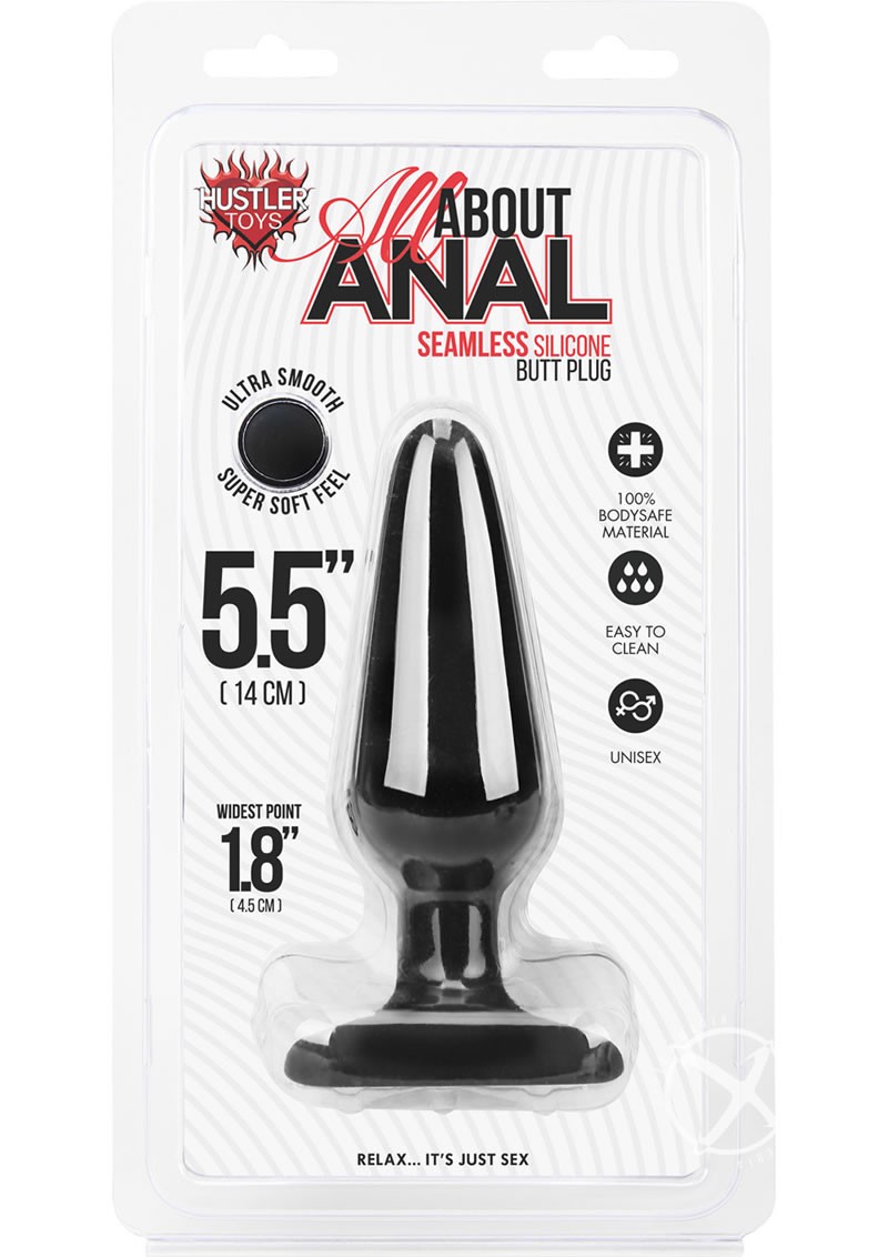 Hustler All About Anal Seamless Butt Plug Black 5.5 Inch