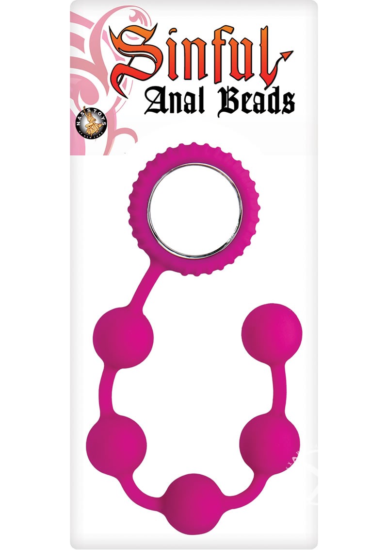 Sinful Anal Beads Silicone Pink 12 Inch