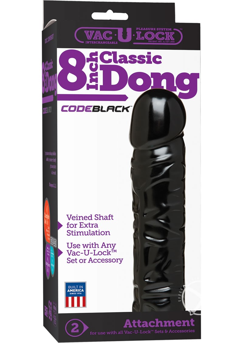 Vac U Lock Codeblack Classic Dong Attachment Black 8 Inch