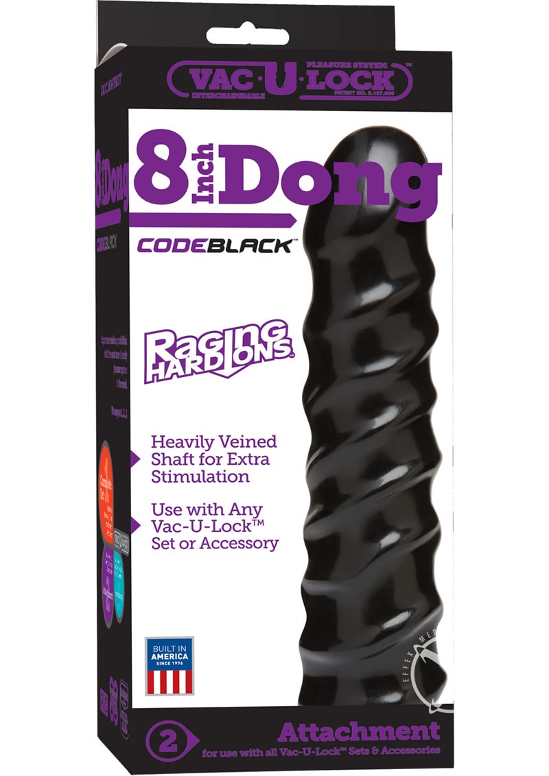 Vac U Lock Codeblack Raging Hard Ons Cock Attachment Black 8 Inch