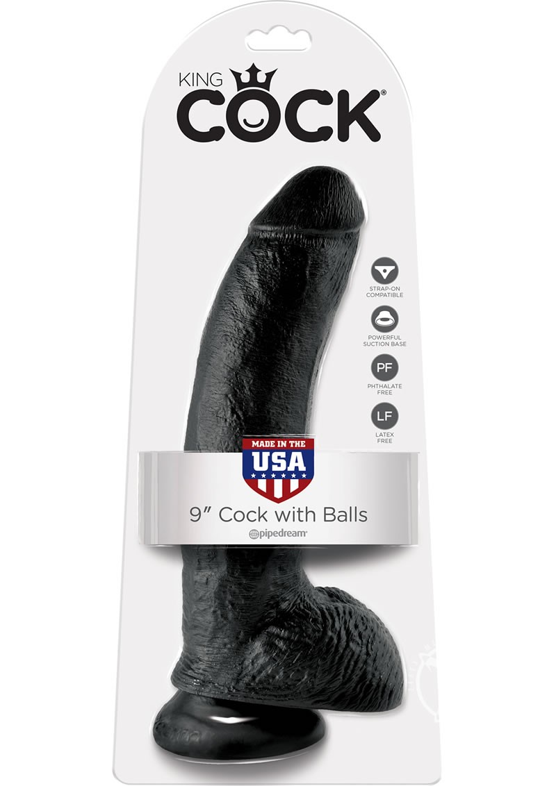 King Cock 9 Cock W/balls Black