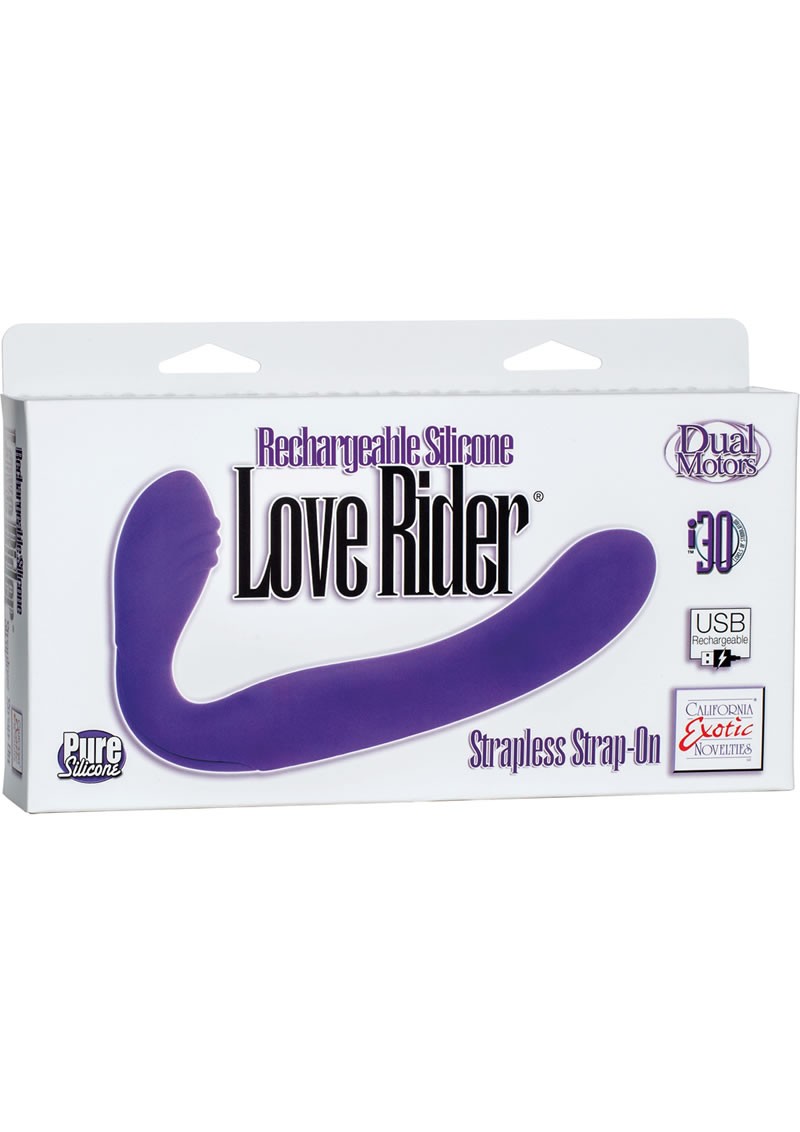 Love Rider Rechargeable Strapless Strap On Purple 7.75 Inch