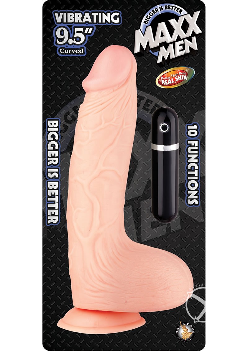 Maxx Men Vibrating 10 Function Curved Dong Flesh 9.5 Inch