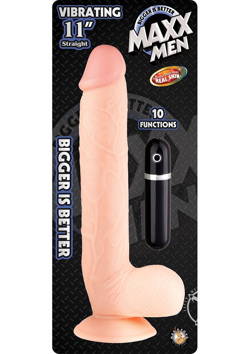 Maxx Men Vibrating 10 Function Curved Dong Flesh 11 Inch