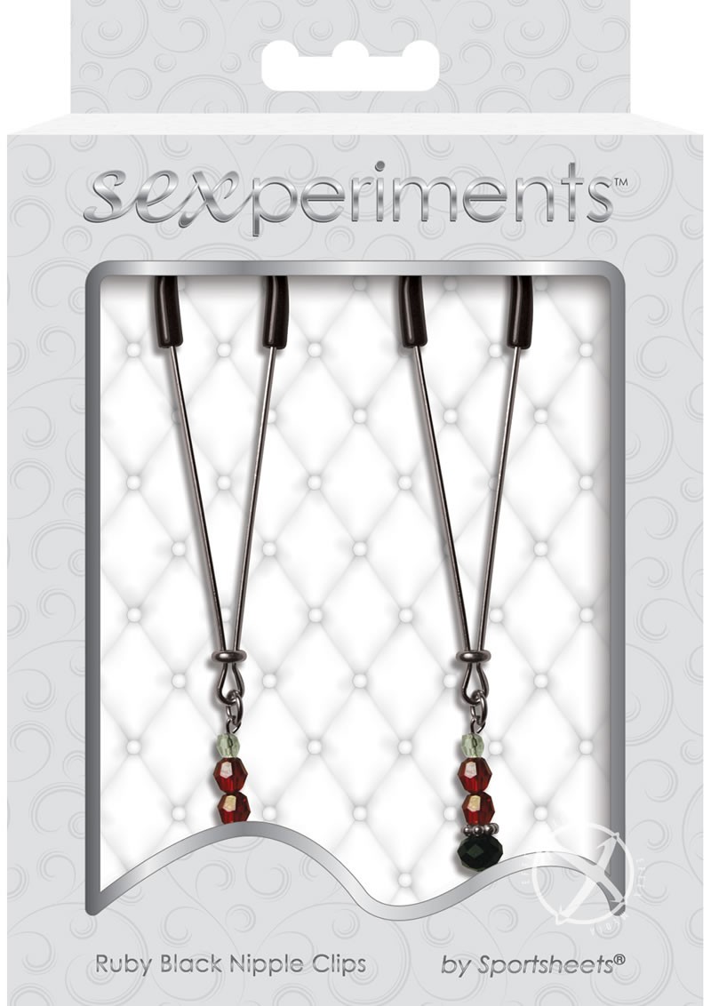 Sexperiments Ruby Black Adjustable Nipple Clips With Beads