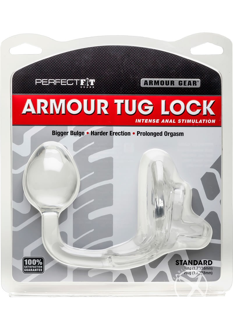 Armour Gear Armour Tug Lock Cockring w/ Anal Stimulation Clear Standard Size