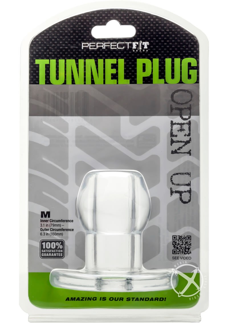 Perfect Fit Anal Tunnel Plug Clear Medium 6.3 Inch Circumference