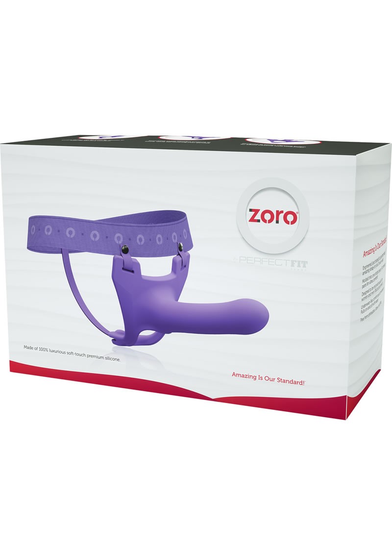 Zoro Silicone Strapon System With Waistbands Purple 5.5 Inch