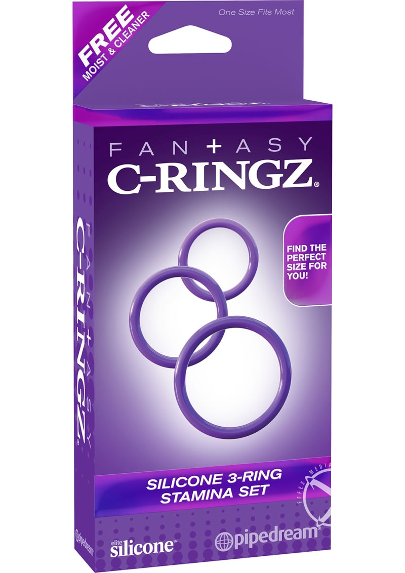 Fantasy C Ringz Silicone 3 Ring Stamina Cockring Set Purple