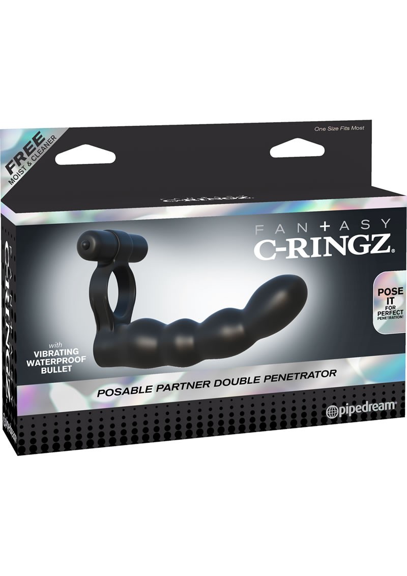 Fantasy C Ringz Posable Partner Double Penetrator Cockring Black