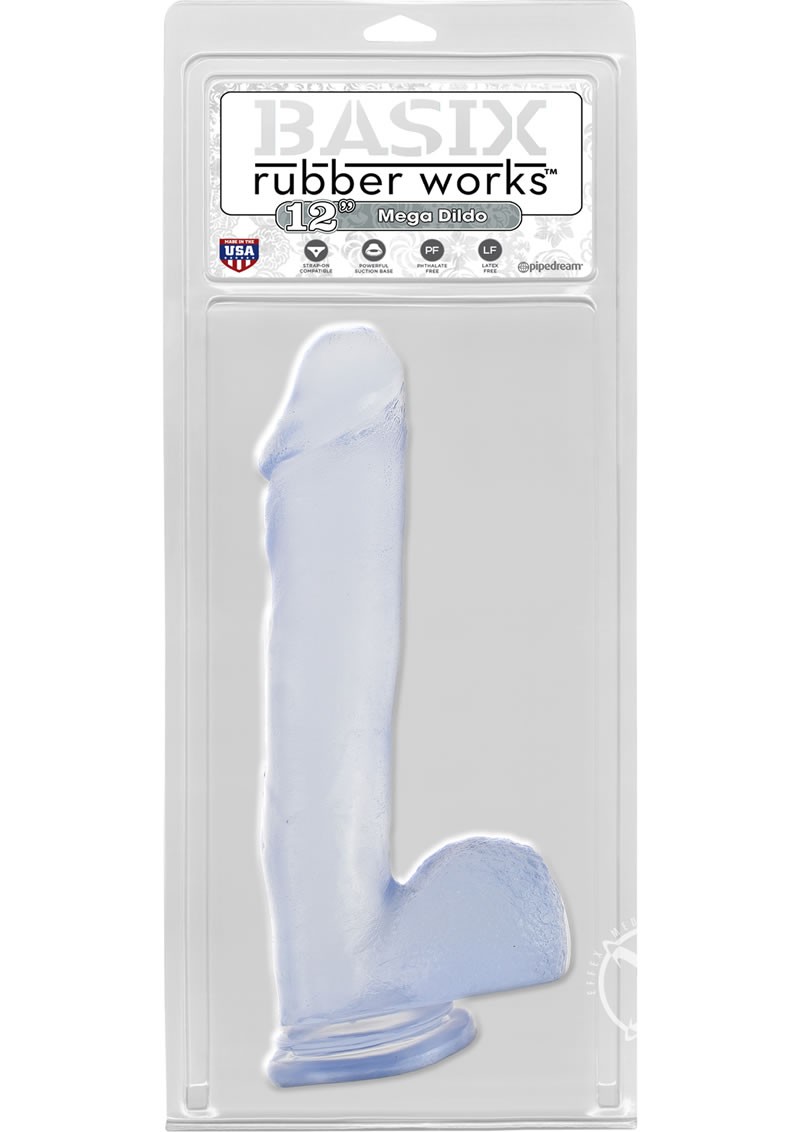 Basix Rubber Works Mega Dildo Clear 12 Inch