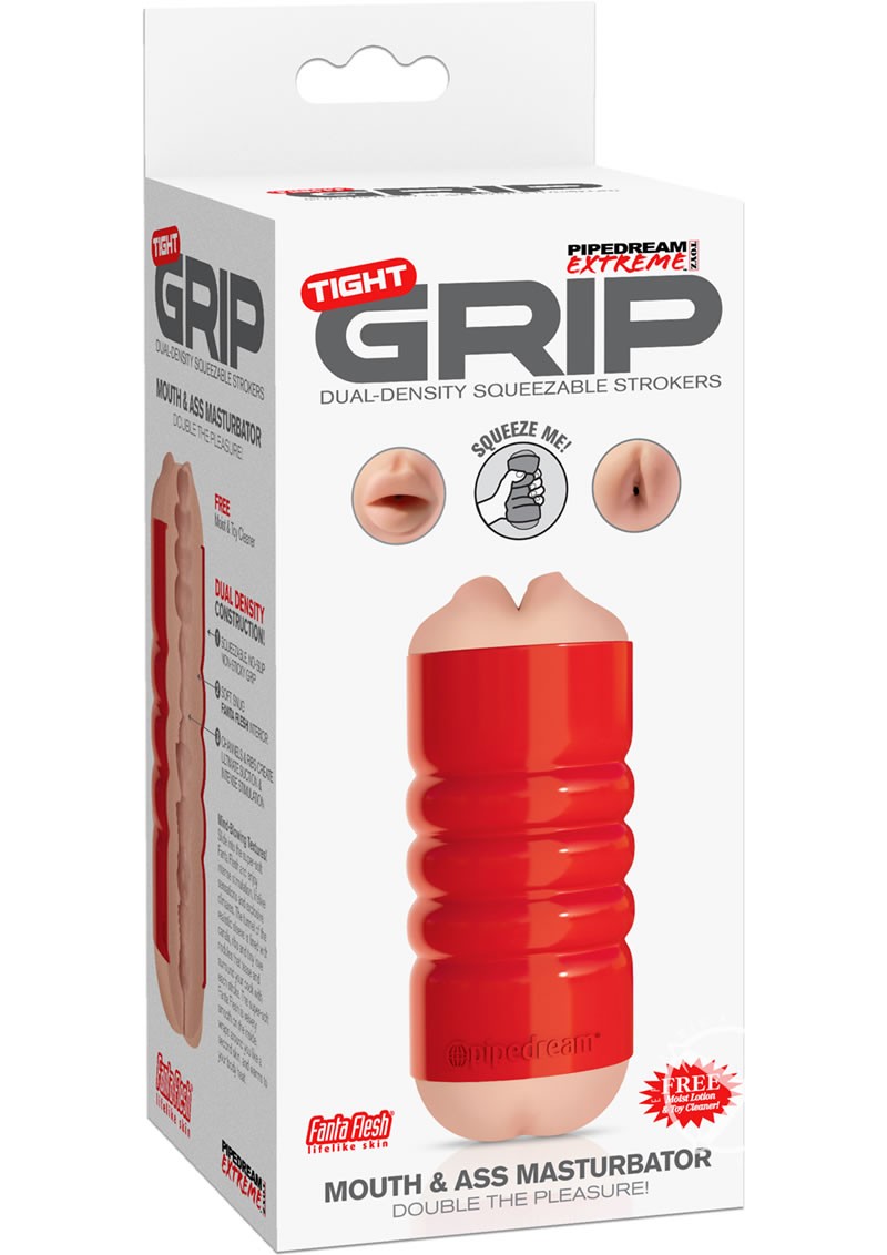 Pipedream Extreme Tight Grip Dual Density Squeezable Pussy & Ass Masturbator Red