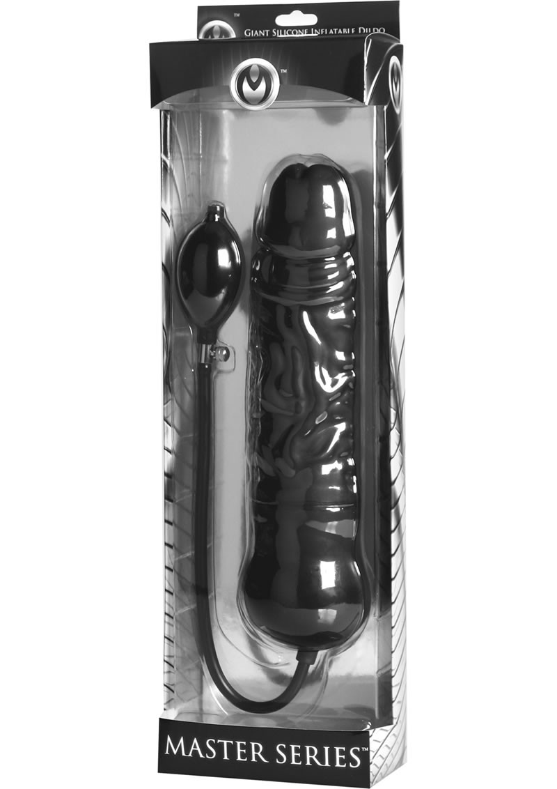 Master Series Leviathan Giant Inflatable Dildo w/ Internal Core Black 13.5 Inch