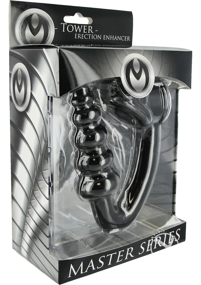 Master Series The Tower Erection Enhancer Cockring w/ Anal Stimulator Black 4.38