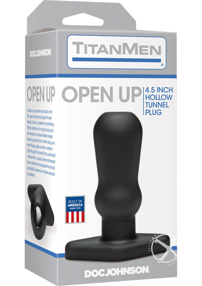 Titanmen Open Up Hollow Tunnel Anal Plug Black 4.5 Inch
