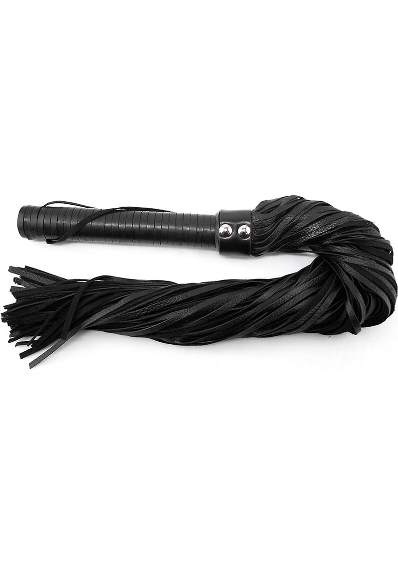 Rouge Leather Handle Leather Flogger Blk