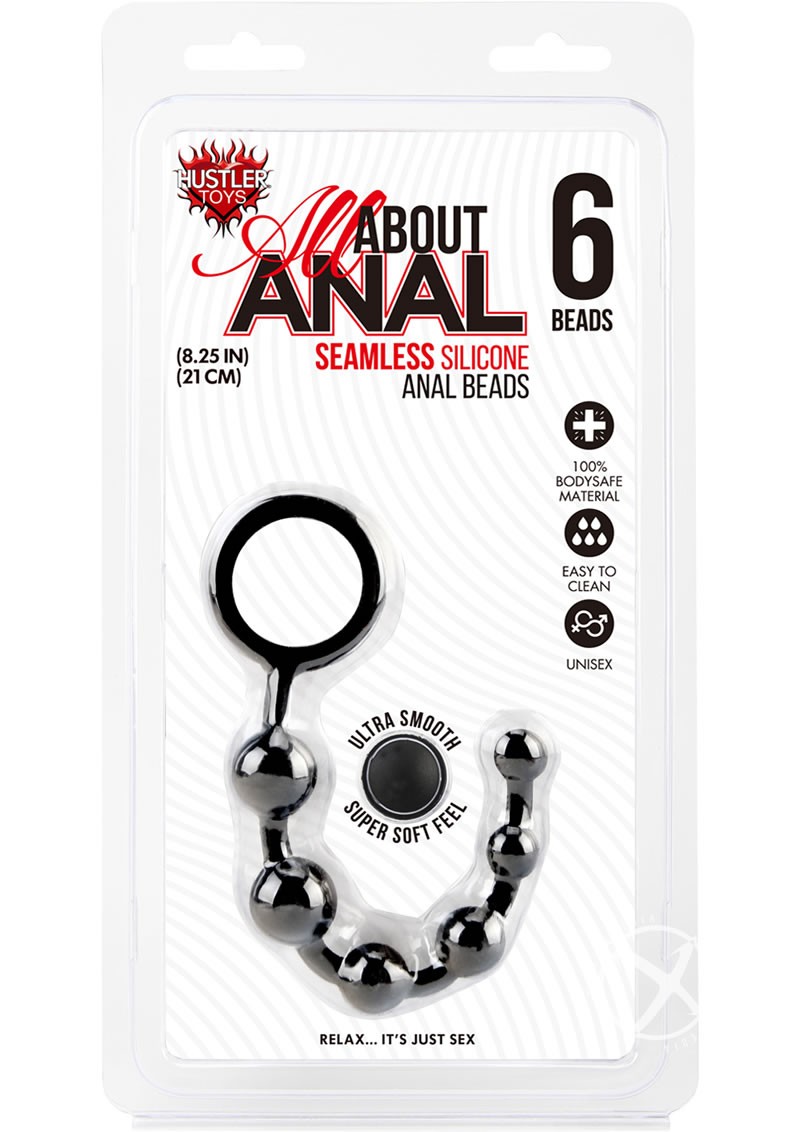 Hustler Anal Beads 6 Ball Black Silicone