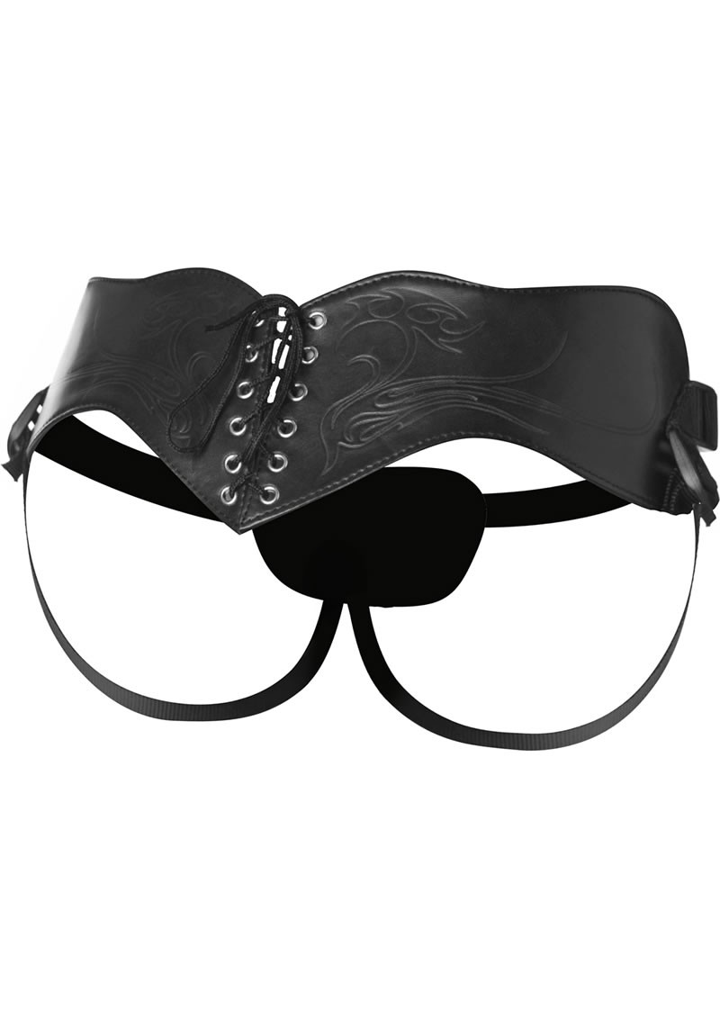 Strect Leather Corset Harness Black