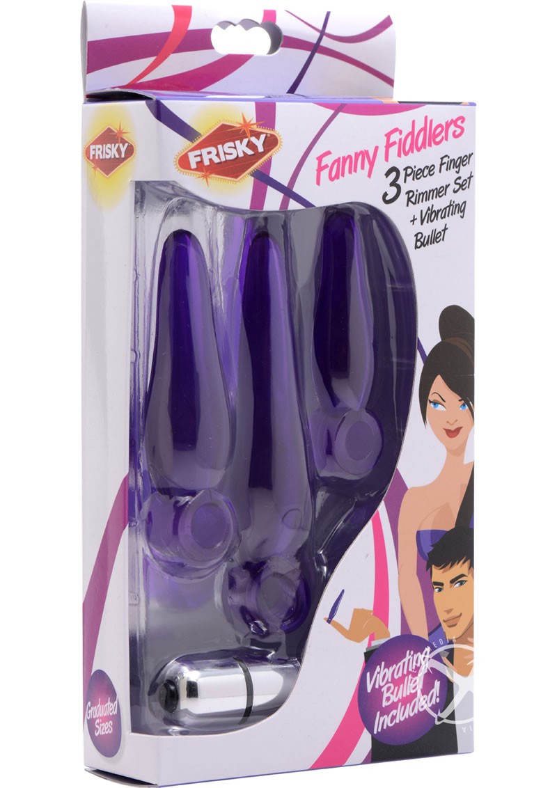 Frisky Fanny Fiddlers 3pc Finger Rimmer with Bullet Purple