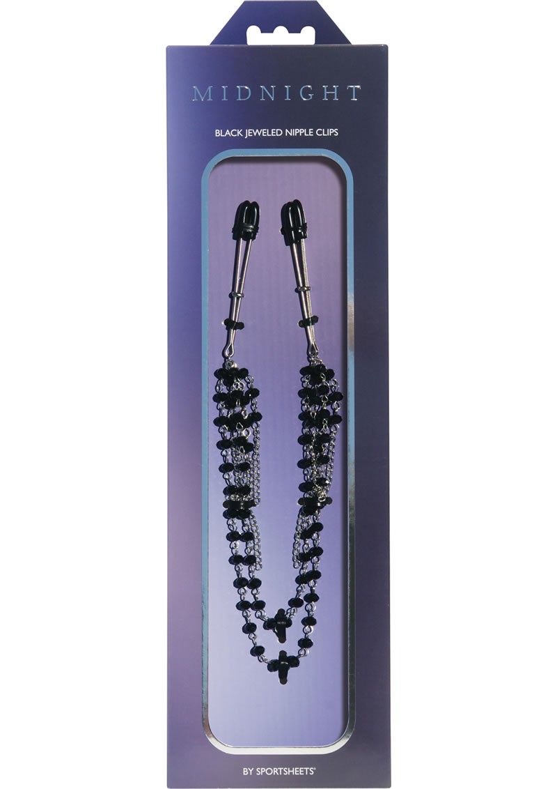 Midnight Black Jeweled Nipple Clips