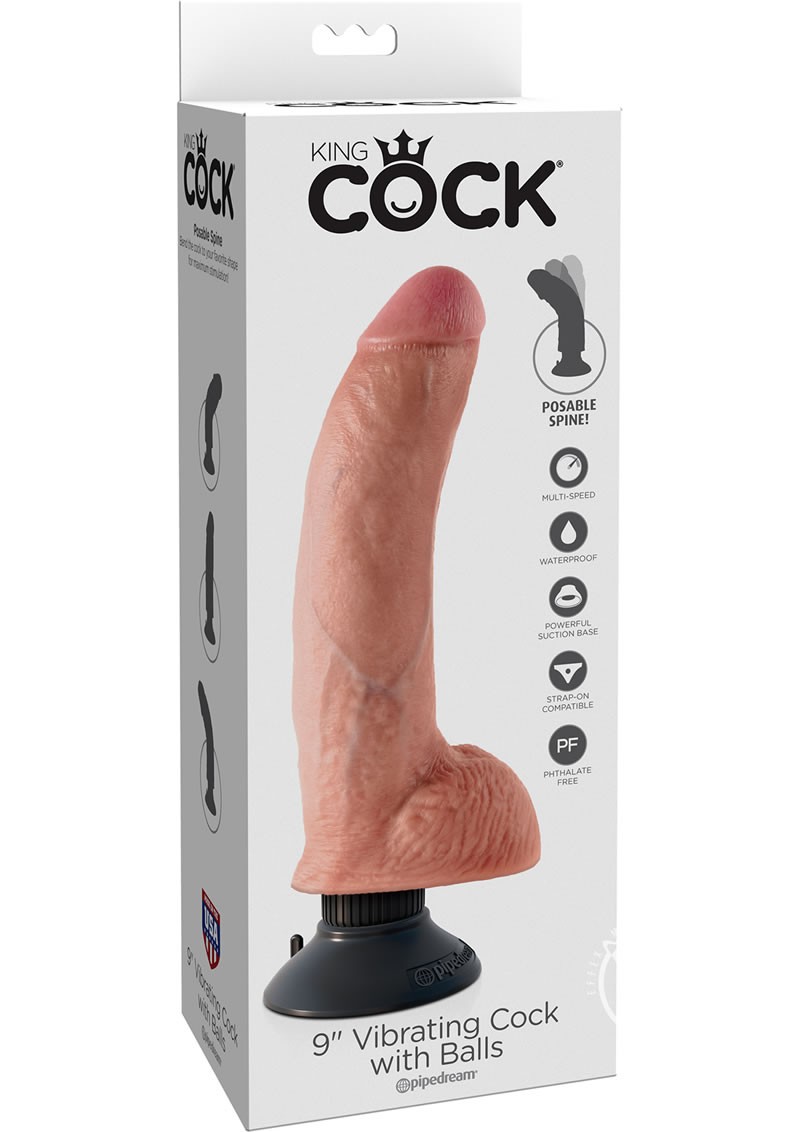Kc 9 Vibrating Cock W Balls Flesh