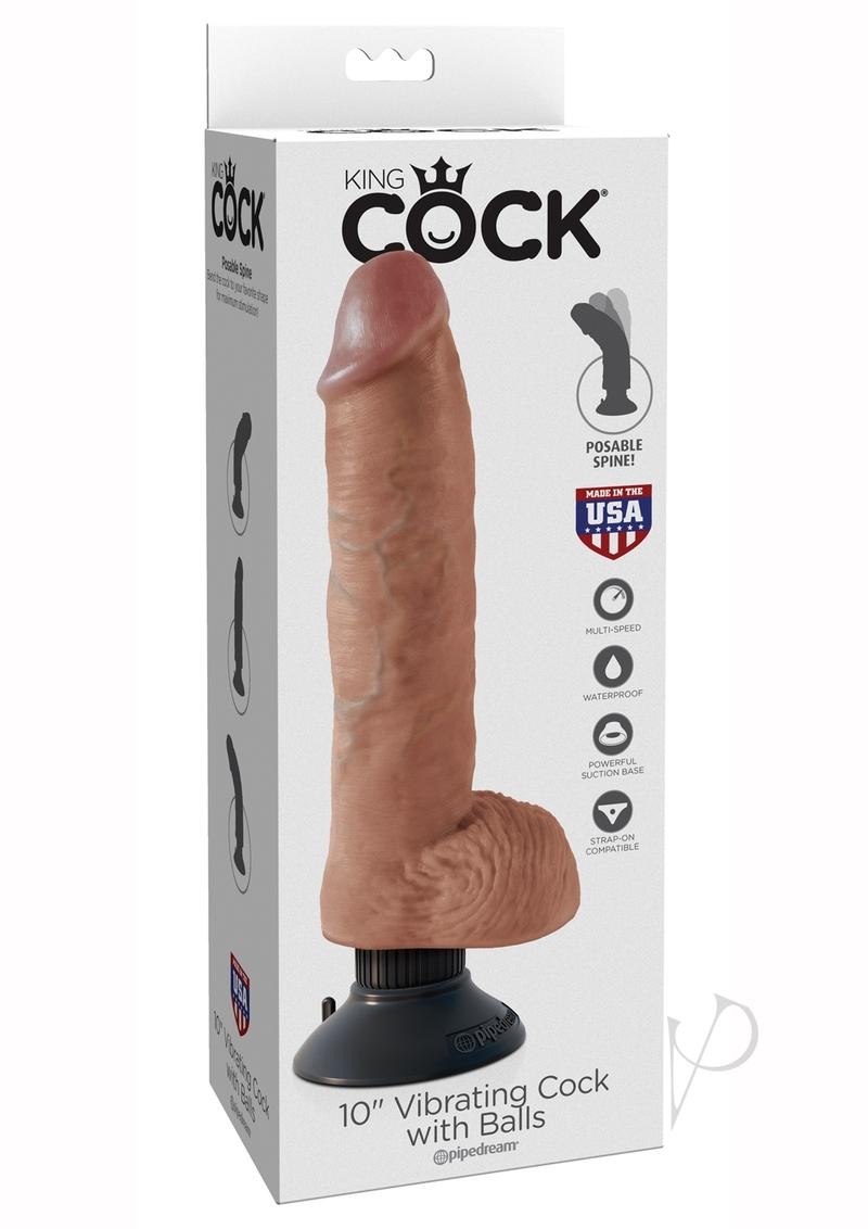 Kc Vibrating Cock W/balls 10 Tan