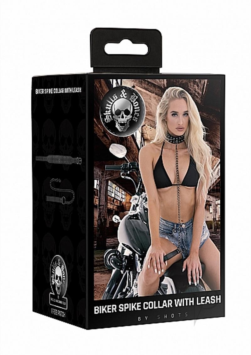 Ouch Sandb Neck Chain W Spikes and Leash Blk