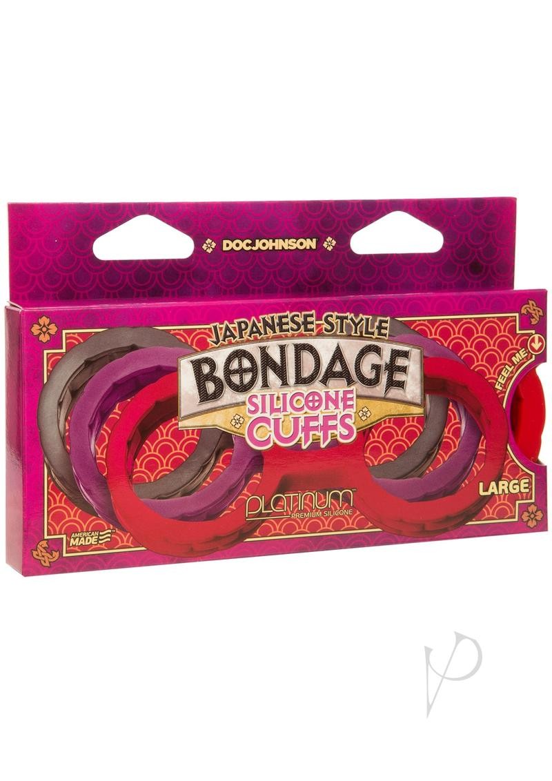 Japanese Bond Silicone Cuffs Lg Red
