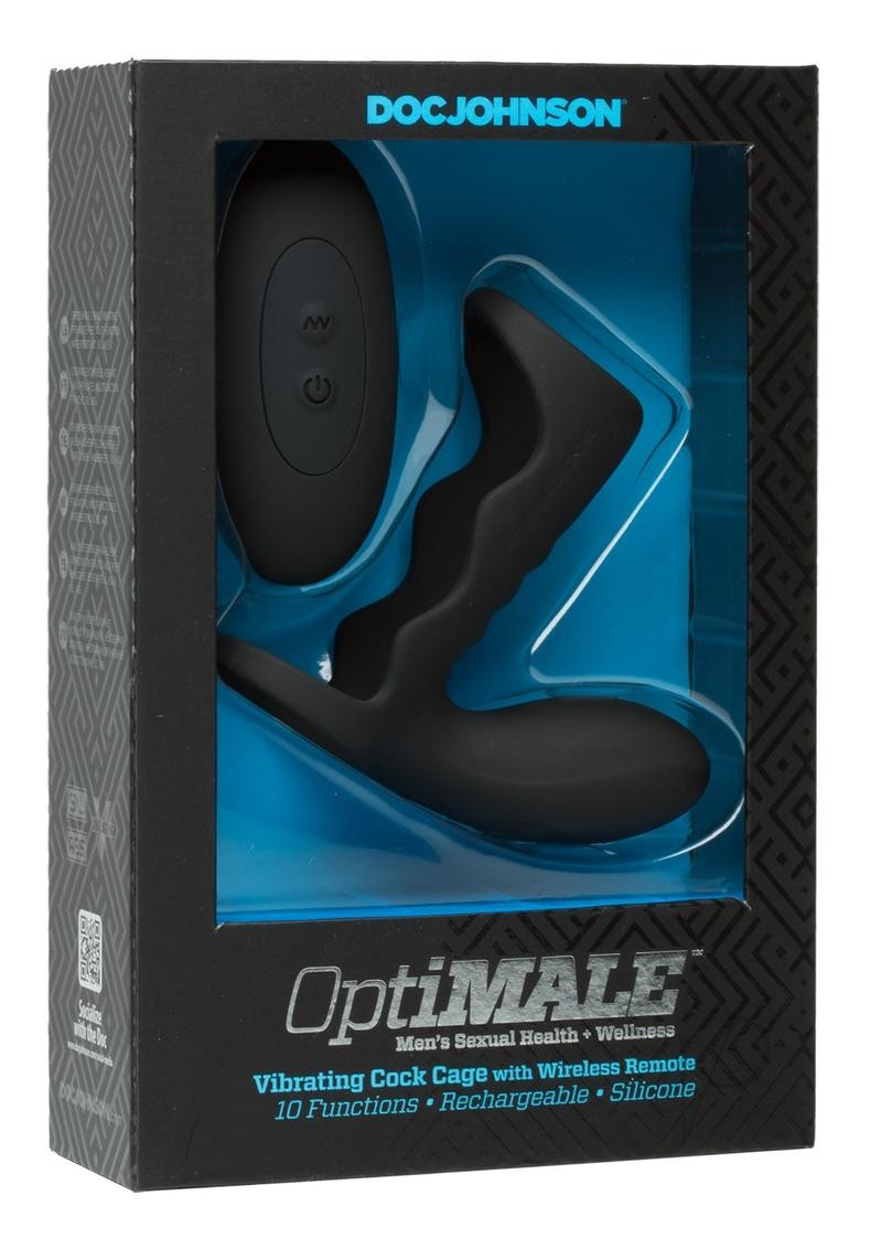 Optimale Vibe Cock Cage W/ Remote Black