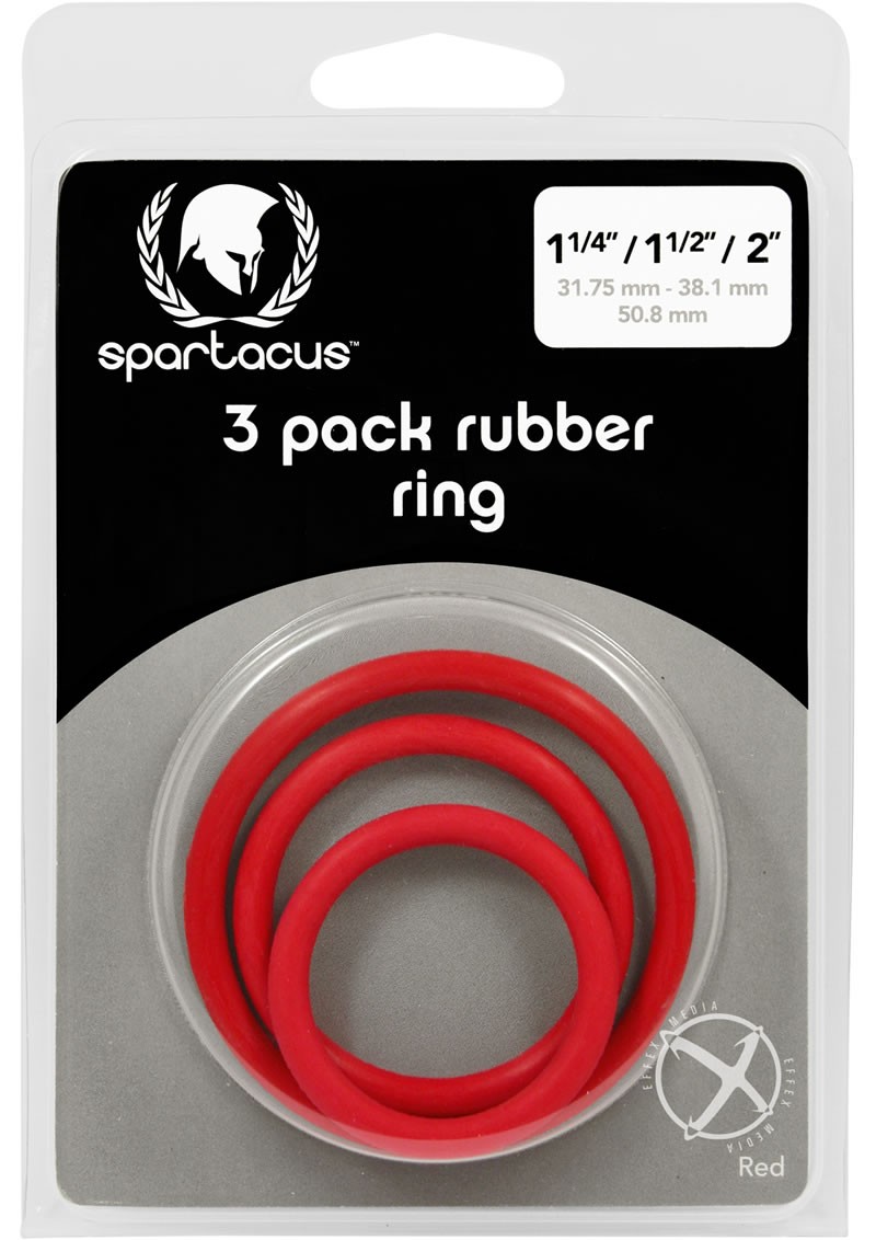 Rubber Cock Ring Set 3 Sizes Per Pack Red