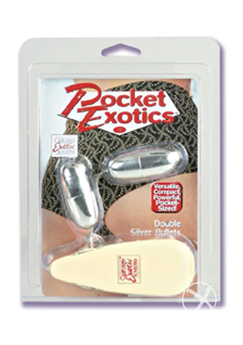 Pocket Exotics Double Silver Bullets Multispeed 2.1 Inch Silver
