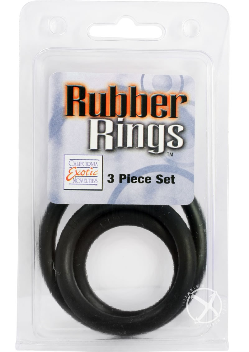 Rubber Cock Rings 3 Piece Set Black