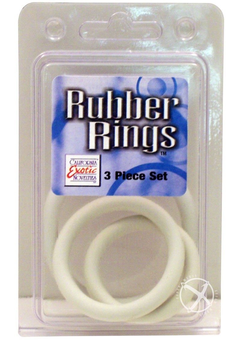 Rubber Cock Rings 3 Piece Set White