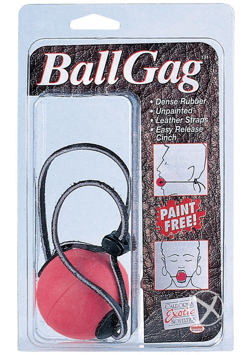 Ball Gag Red with Leather Straps