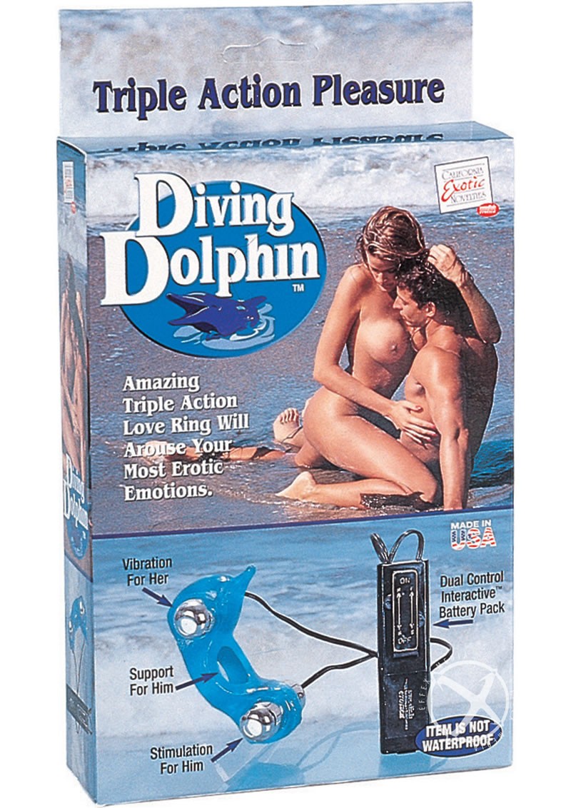 Diving Dolphin With Removable Vibrating Bullets Blue