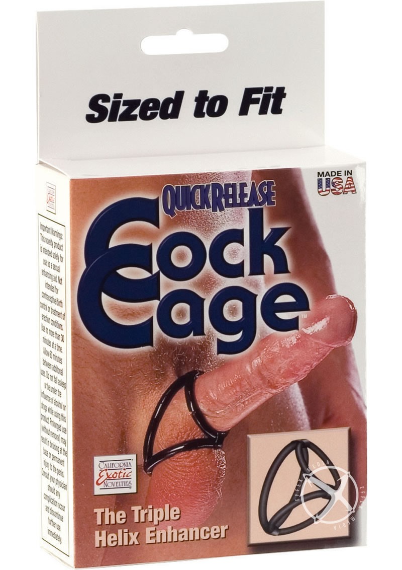 Quick Release Cock Cage The Triple Helix Enhancer Sized To Fit Black