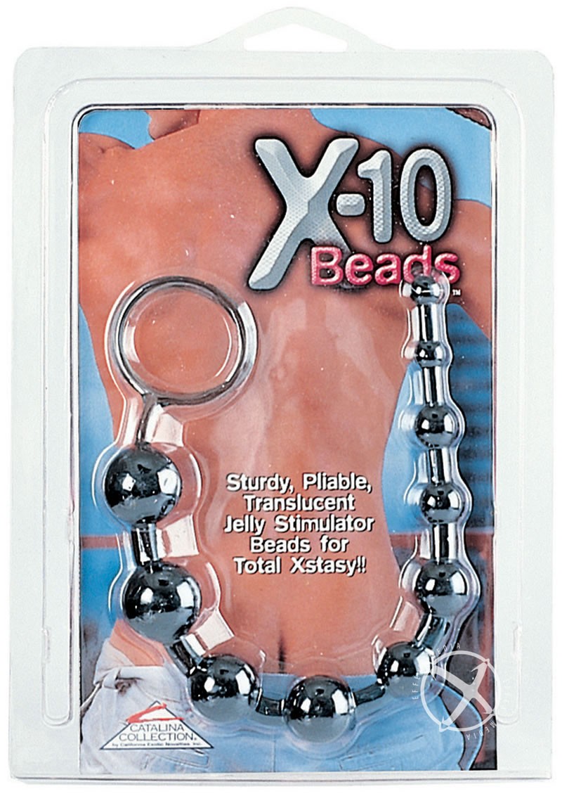 X 10 Beads Graduated Anal Beads 11 Inch Black