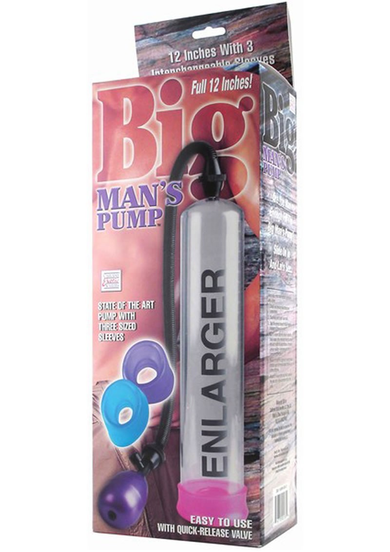 BIG MANS PENIS PUMP 12 INCHES w/ 3 SLEEVES CLEAR