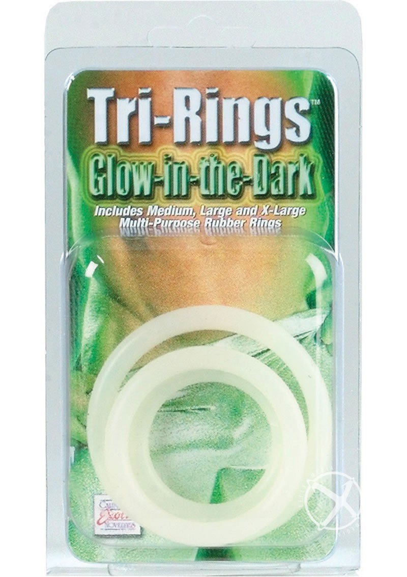 Tri Rings Glow In The Dark Cock Ring Set White