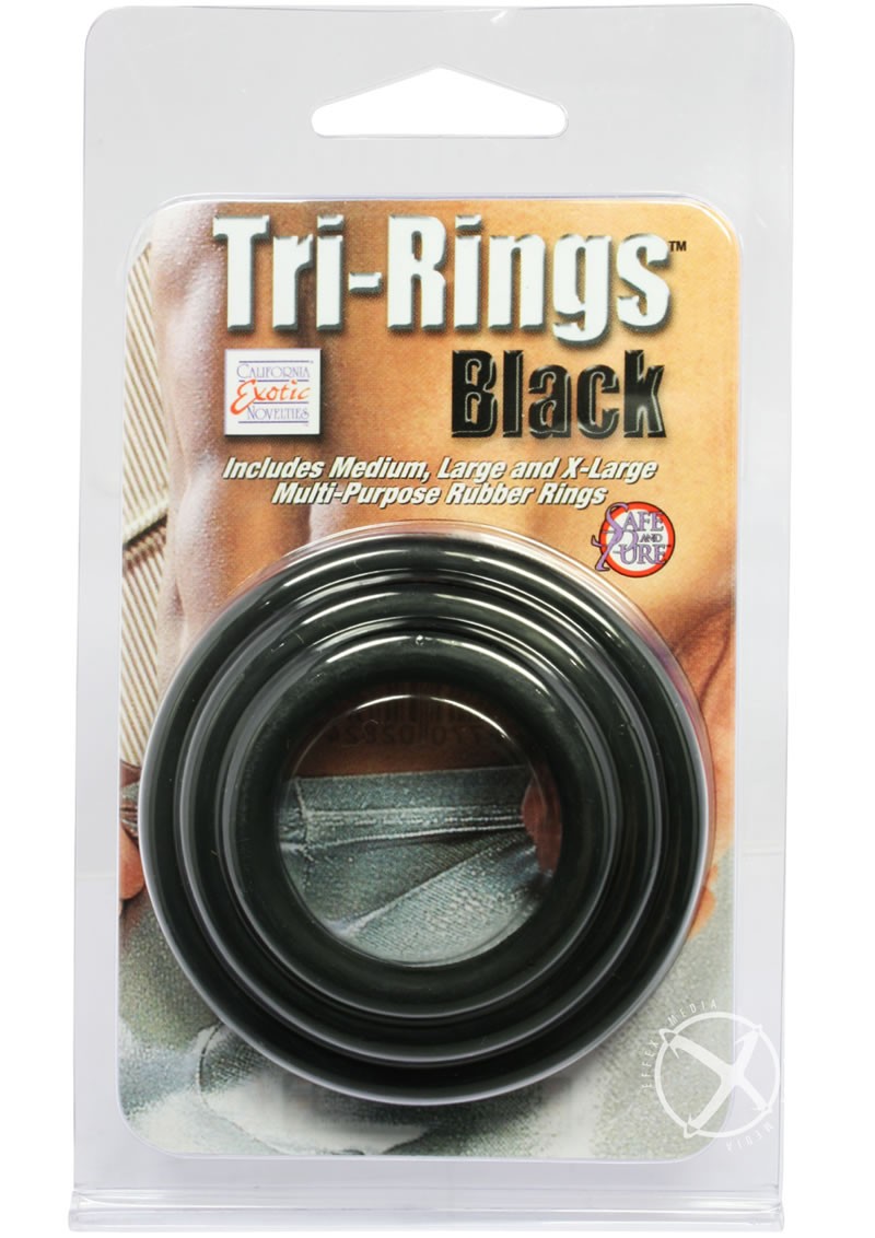 Tri Rings Black Cock Ring Set Black