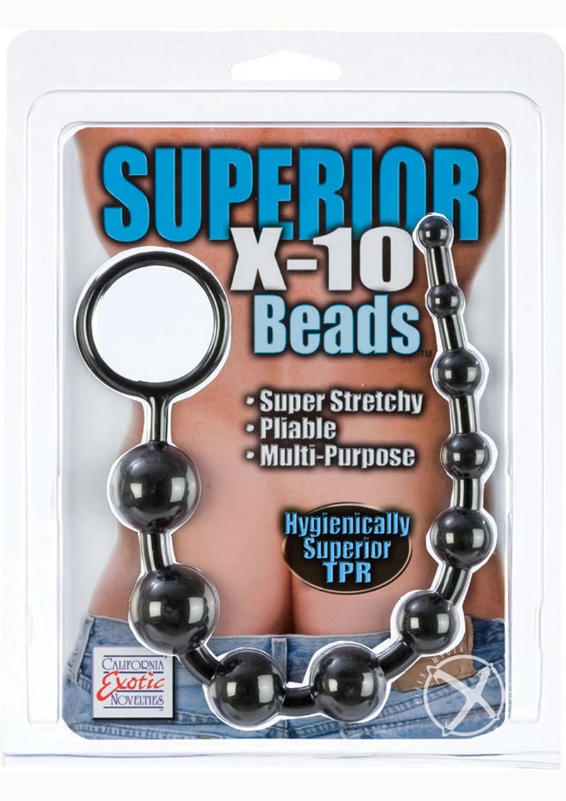 Superior X 10 Beads Graduated Anal Beads 11 Inch Black                                             