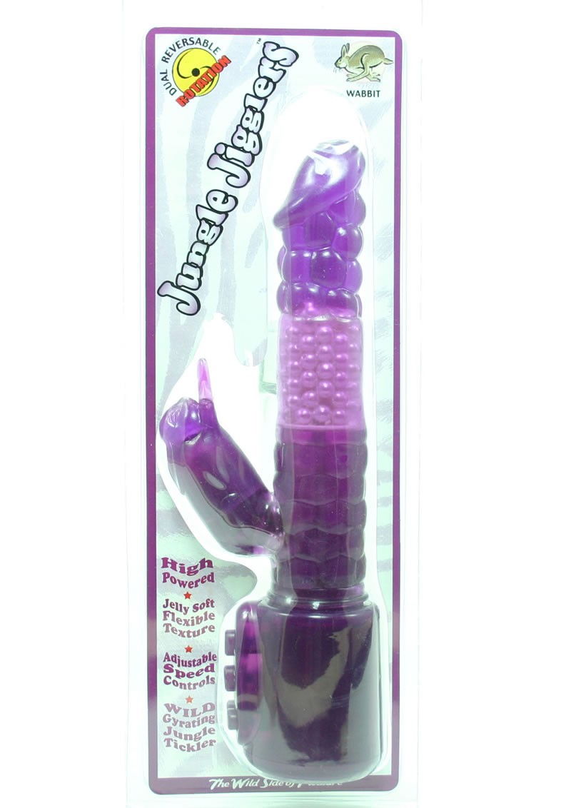 JUNGLE JIGGLER  WABBIT 7 INCH VIBRATOR PURPLE WATERPROOF