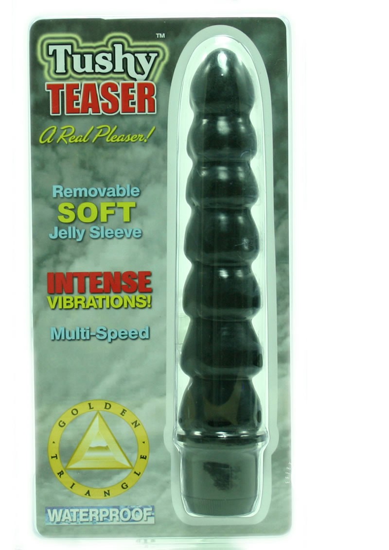 TUSHY TEASER 5.5 INCH w/ SLEEVE BLACK WATERPROOF