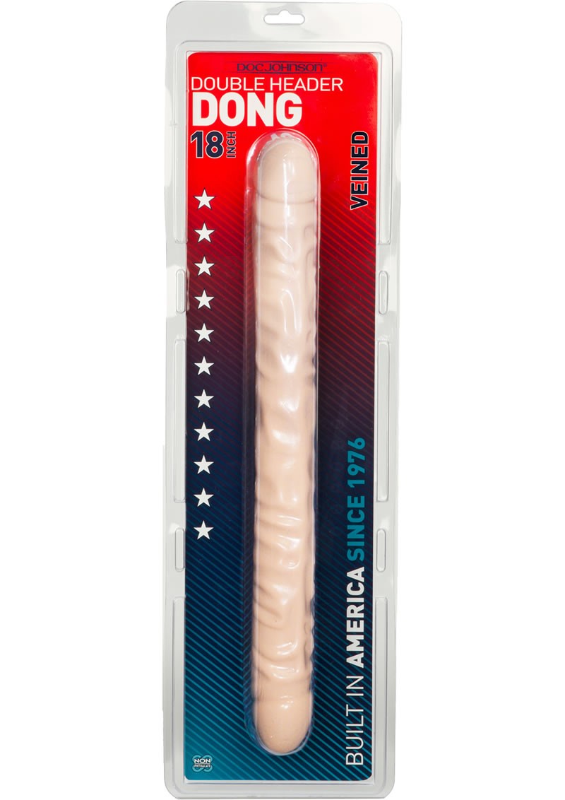 Classic Double Header Veined Dong 18 Inch Flesh