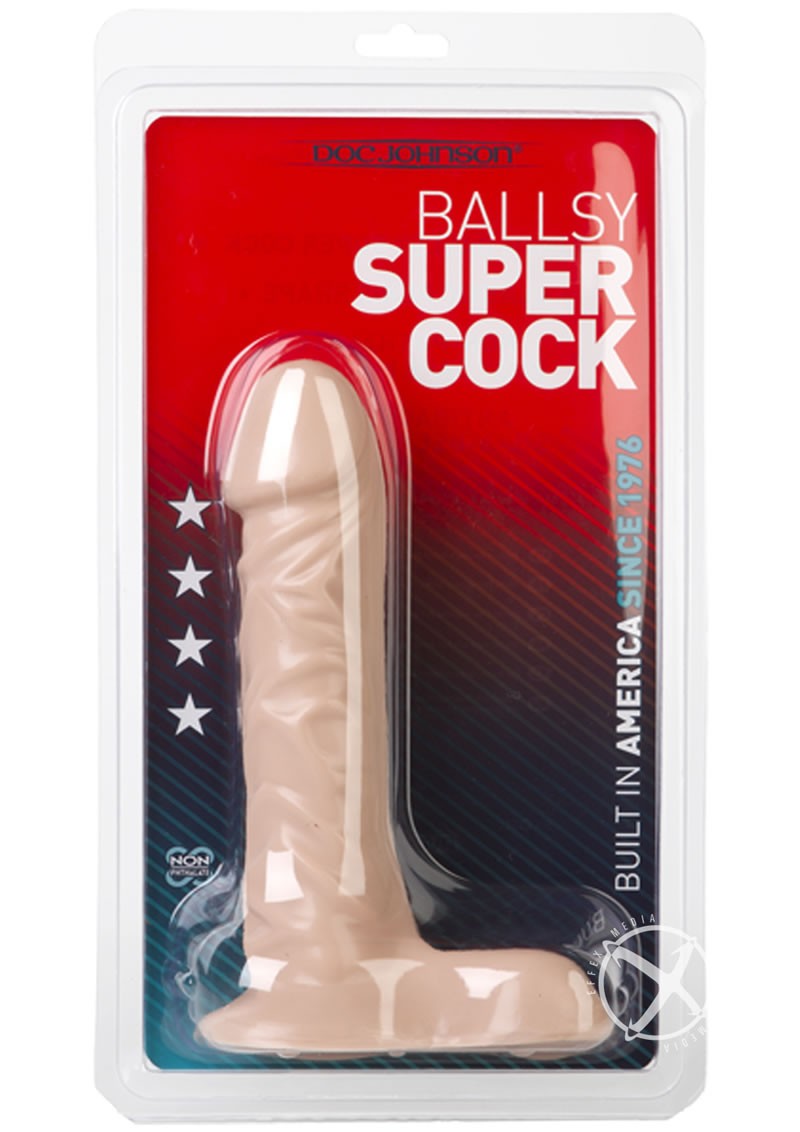 Ballsy Super Cock  Sil-A-Gel Dong 7 Inch Flesh