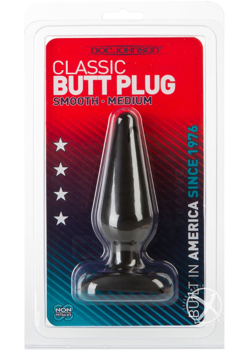 Classic Butt Plug Medium  Sil-A-Gel 5.5 Inch Black