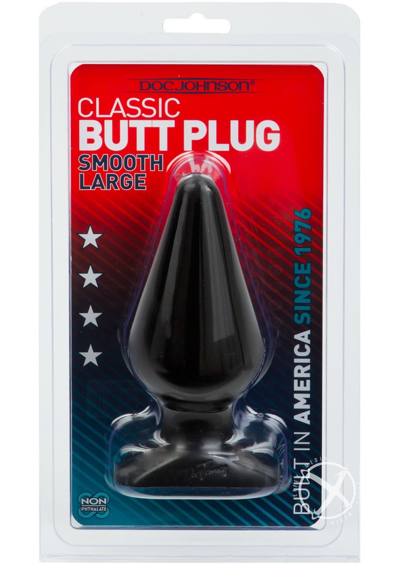 Classic Butt Plug Large  Sil-A-Gel 6 Inch Large Black