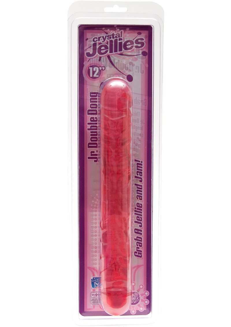 Crystal Jellies Jr Double Dong  Sil-A-Gel 12 Inch Pink